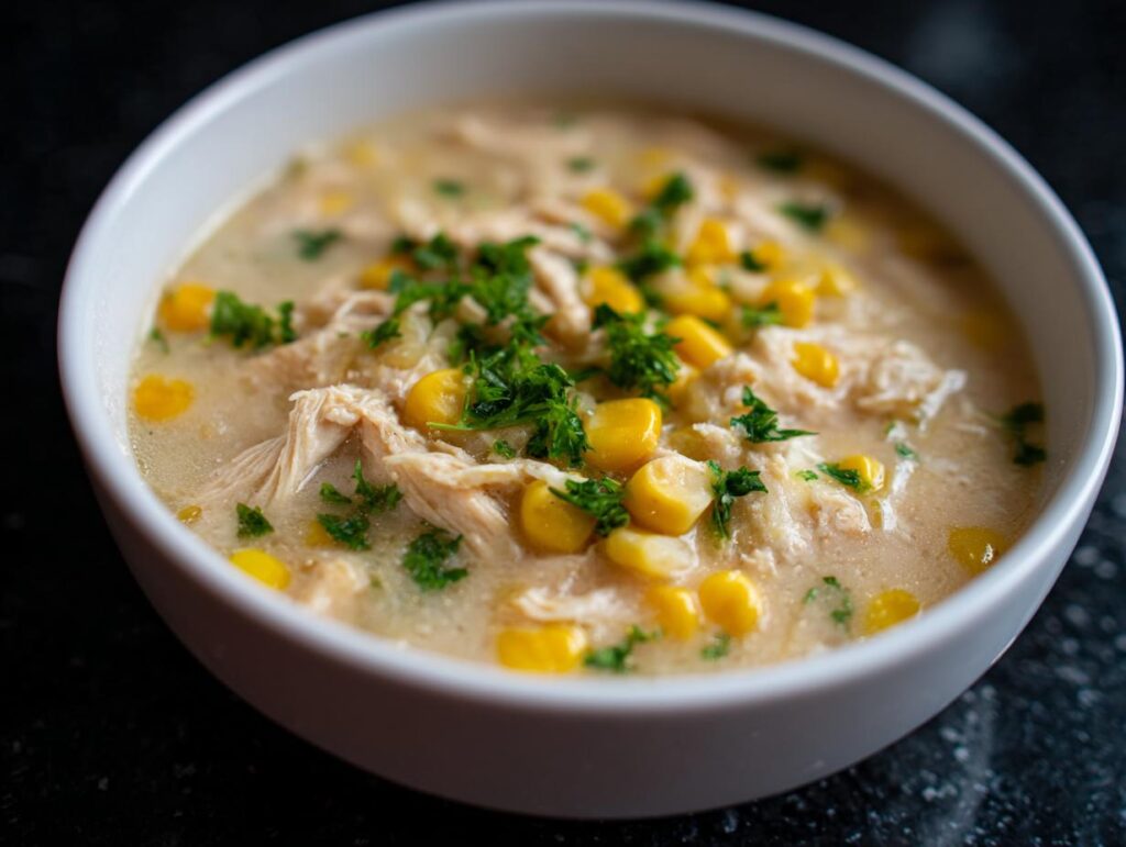 Creamy Corn Chicken Soup Bowl