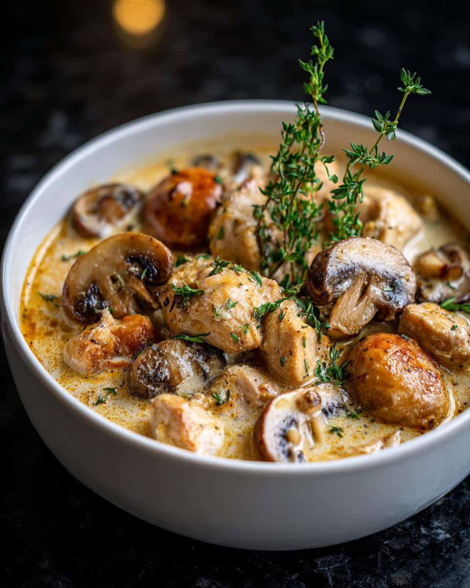 Creamy Mushroom Garlic Chicken Soup - detail 1