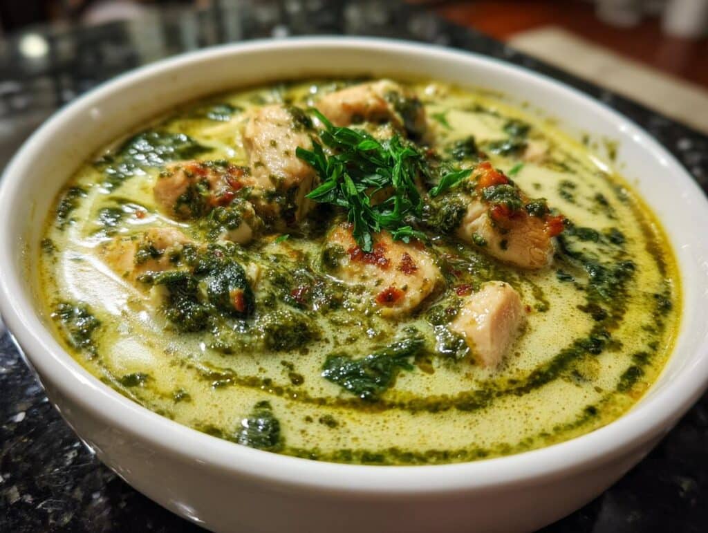 Creamy Pesto Chicken Soup
