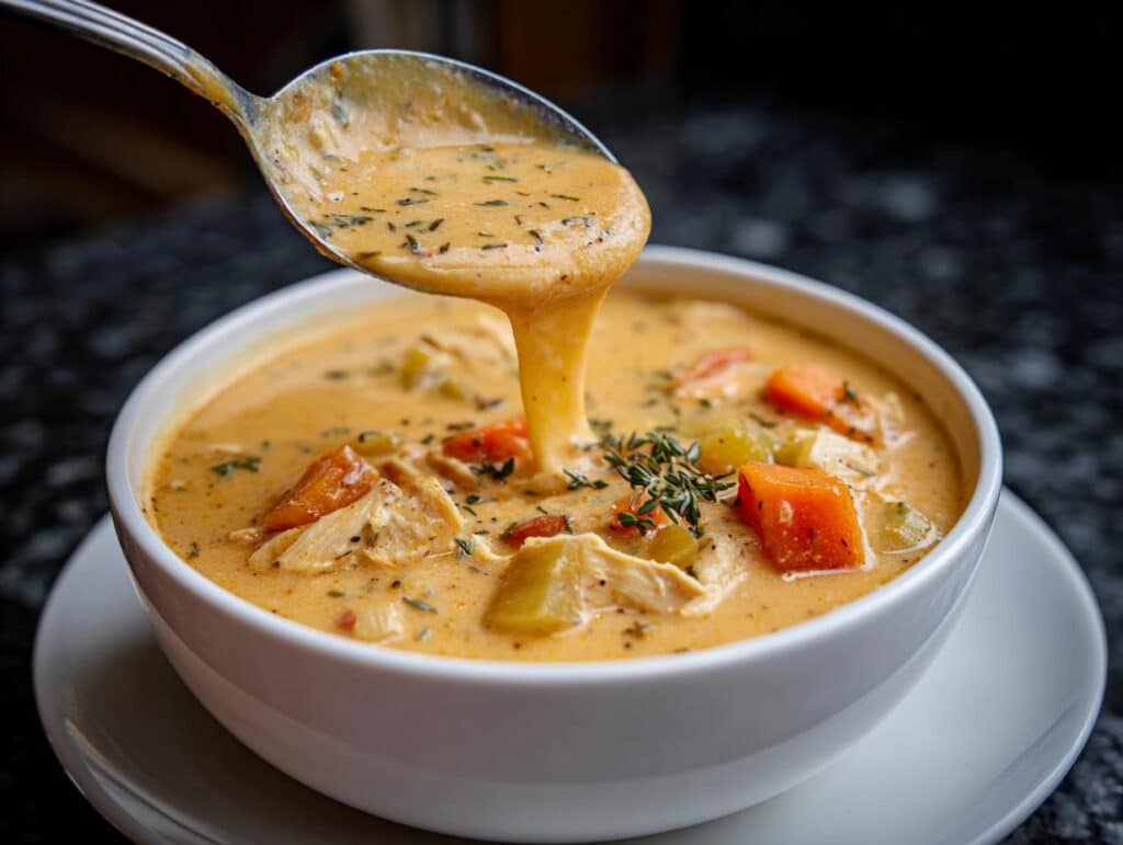 Creamy Roasted Veggie Chicken Soup