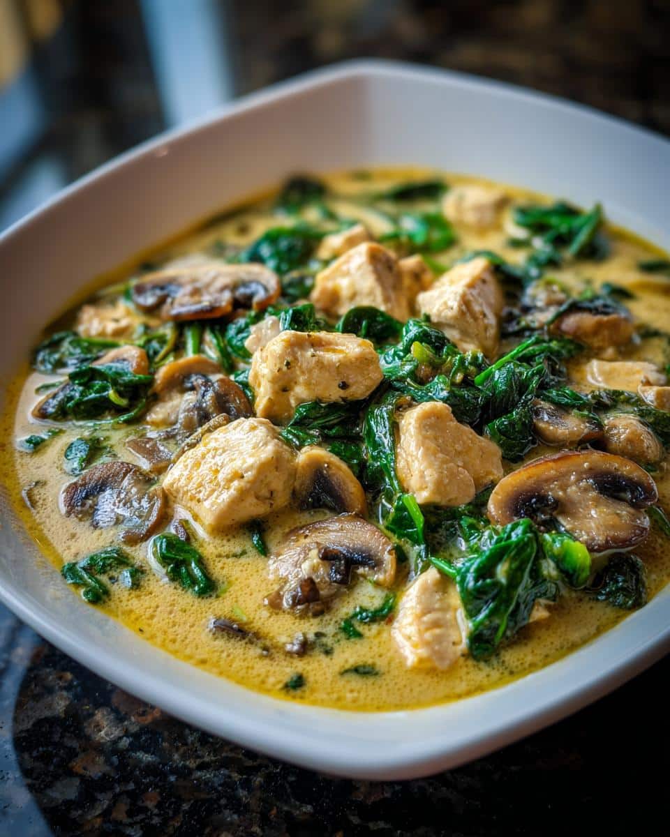 Creamy Spinach Mushroom Chicken Soup - detail 1