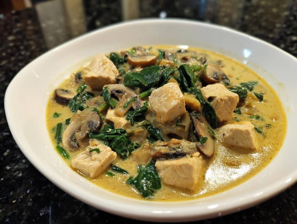 Creamy Spinach Mushroom Chicken Soup