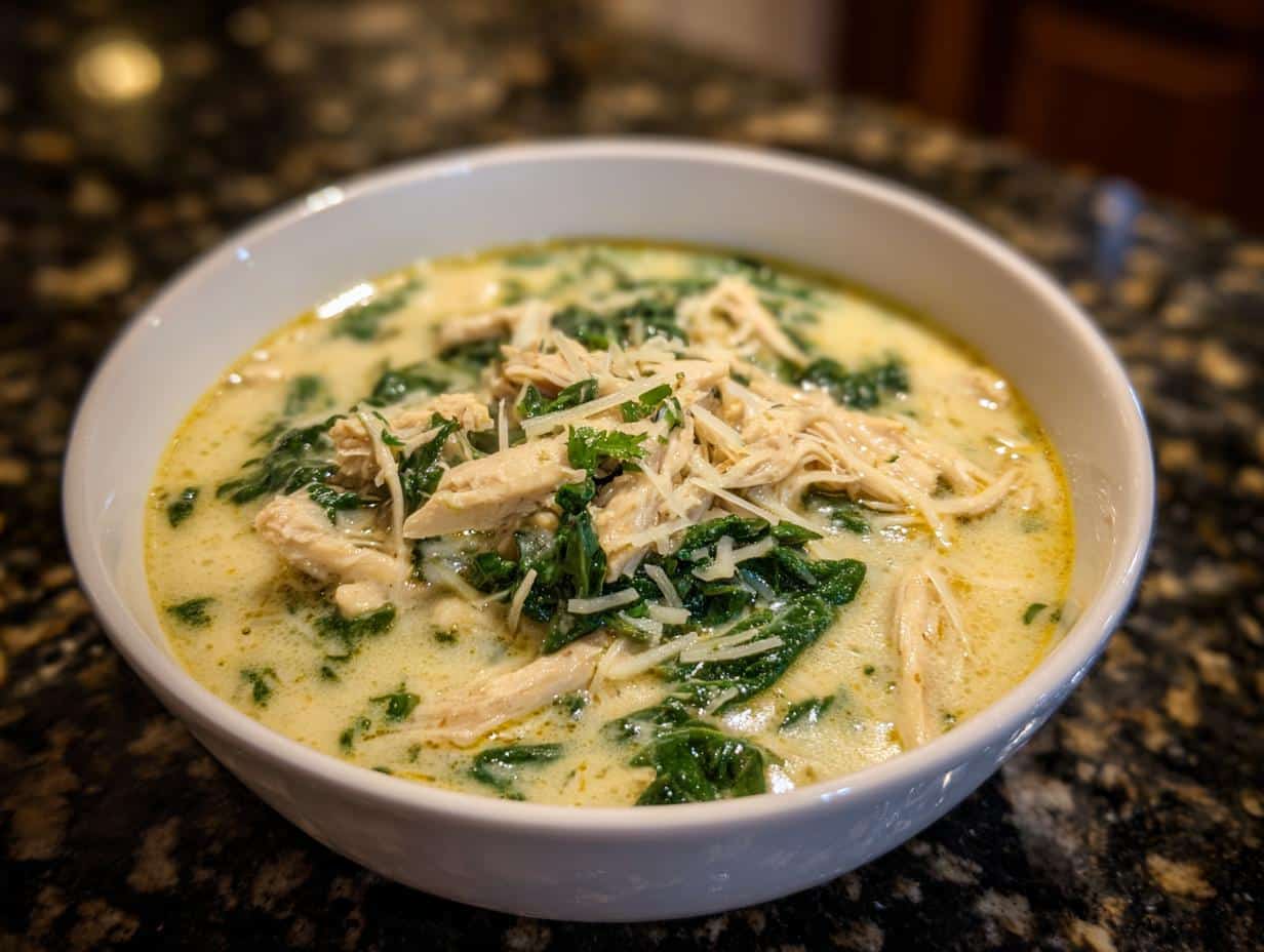 Creamy Spinach Parmesan Chicken Soup