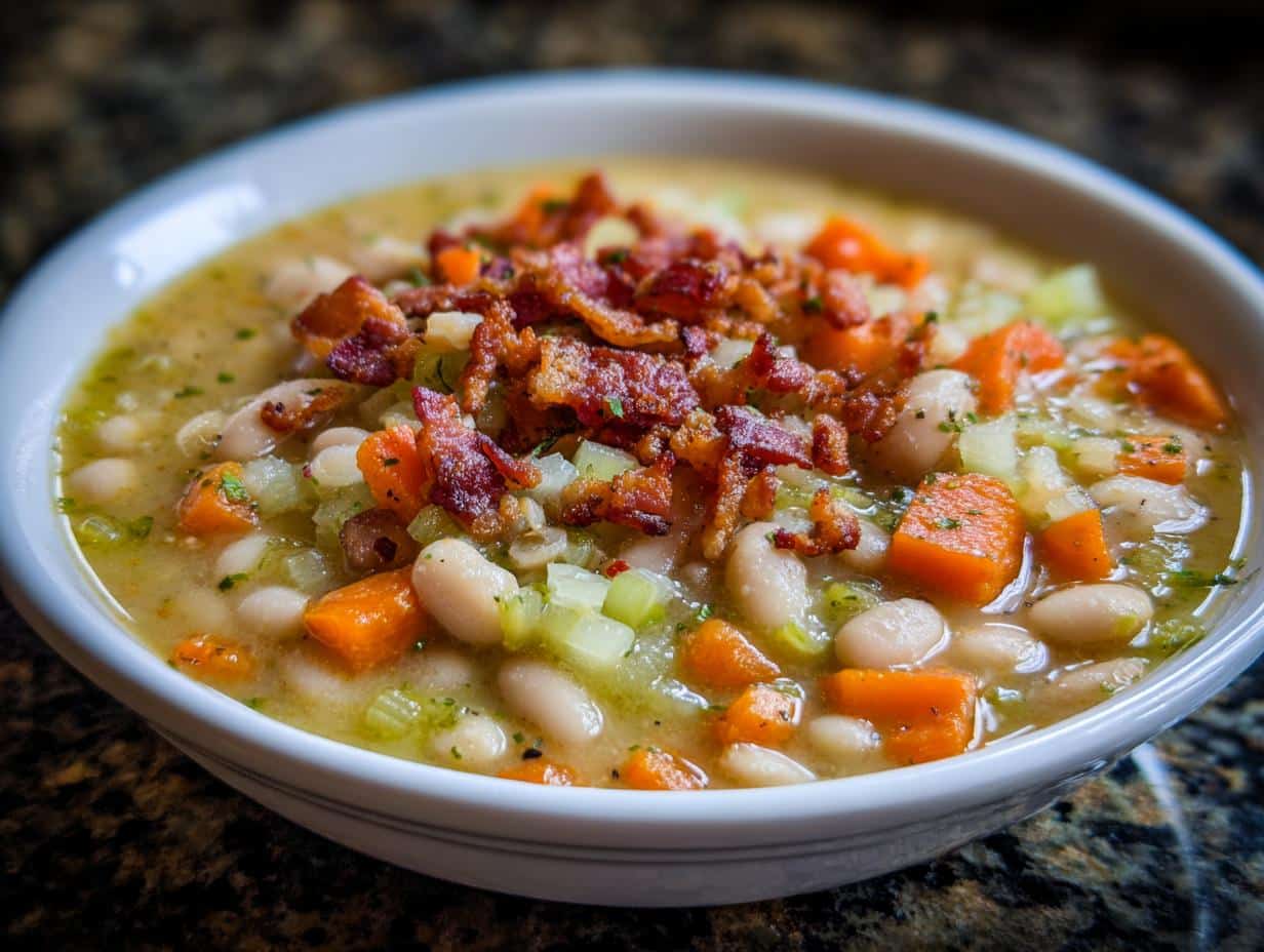 Navy Bean Soup with Rustic Texture