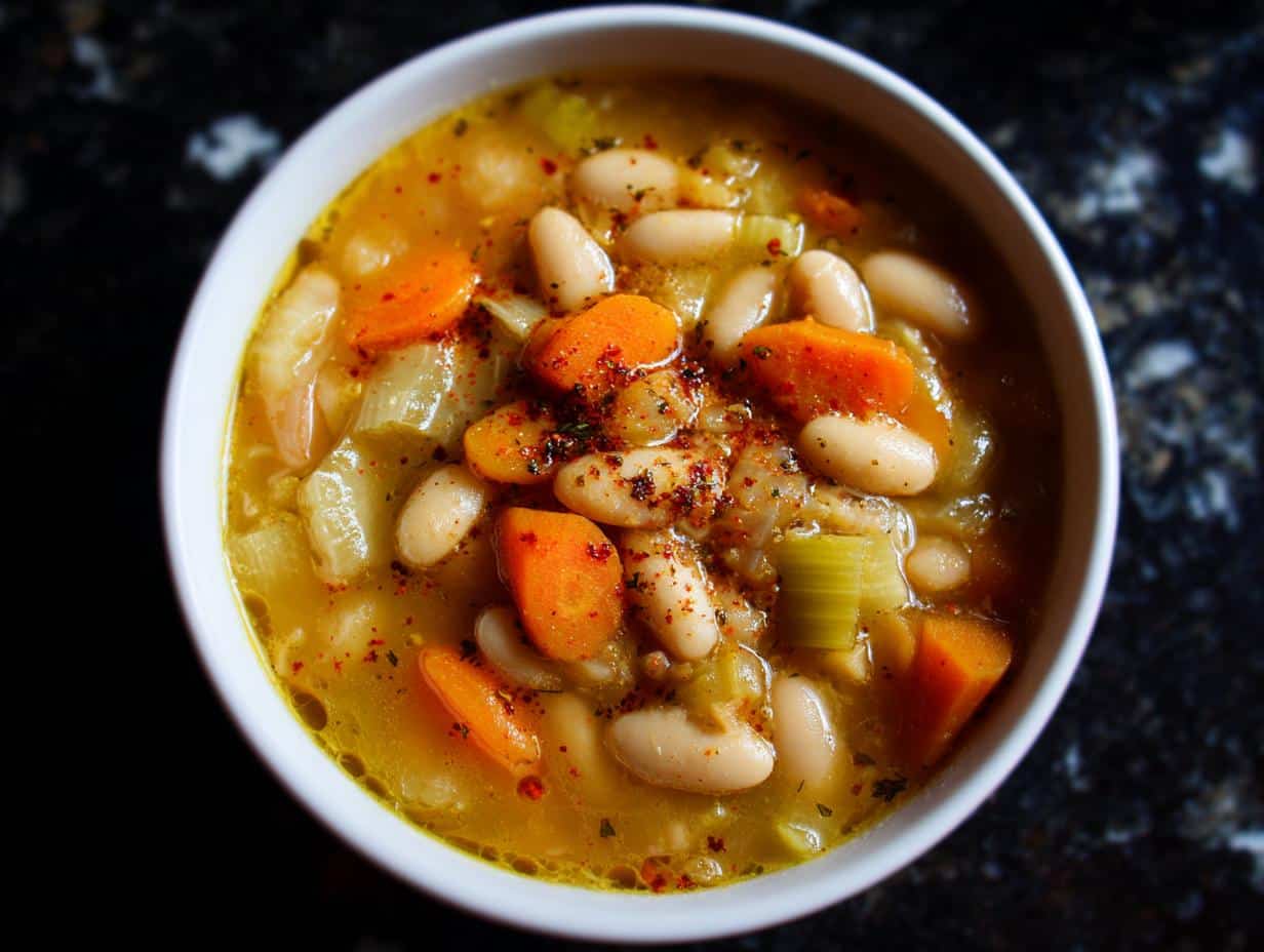 Vegan Bean Soup with Roasted Garlic