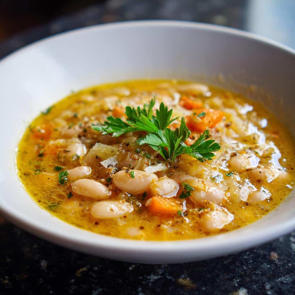 White Bean Soup with Subtle Garlic Notes
