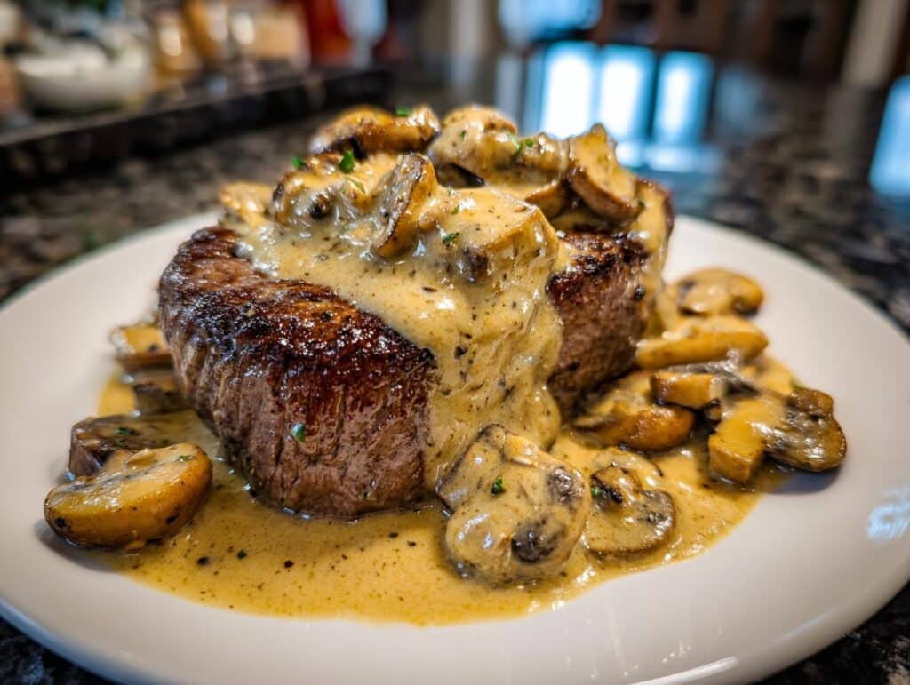 Beef Tenderloin with Creamy Mushroom Sauce