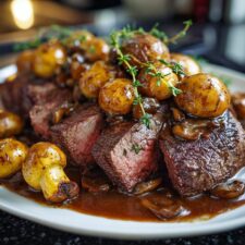 Succulent Beef Tenderloin with Mushroom Gravy – 30-Minute Mastery
