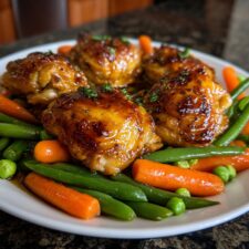 5-Star Honey & Mustard Chicken Thighs with Spring Veg