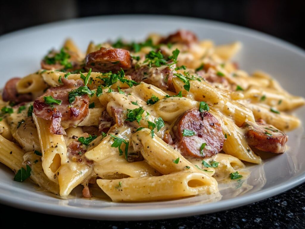 Kielbasa Pasta with Dijon Cream Sauce