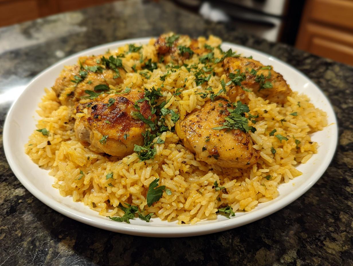 One Pot Greek Chicken and Lemon Rice