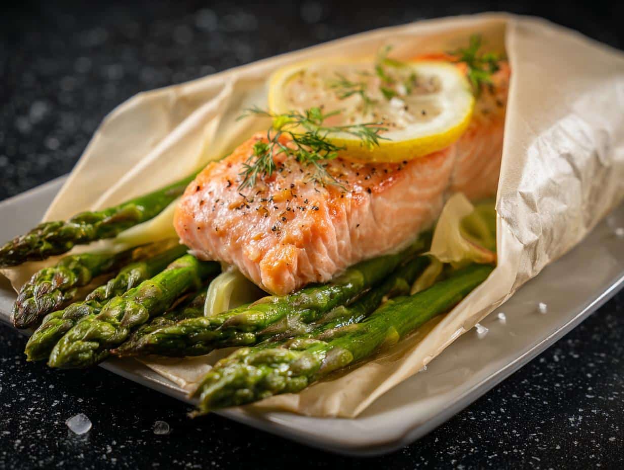 Salmon en Papillote with Asparagus