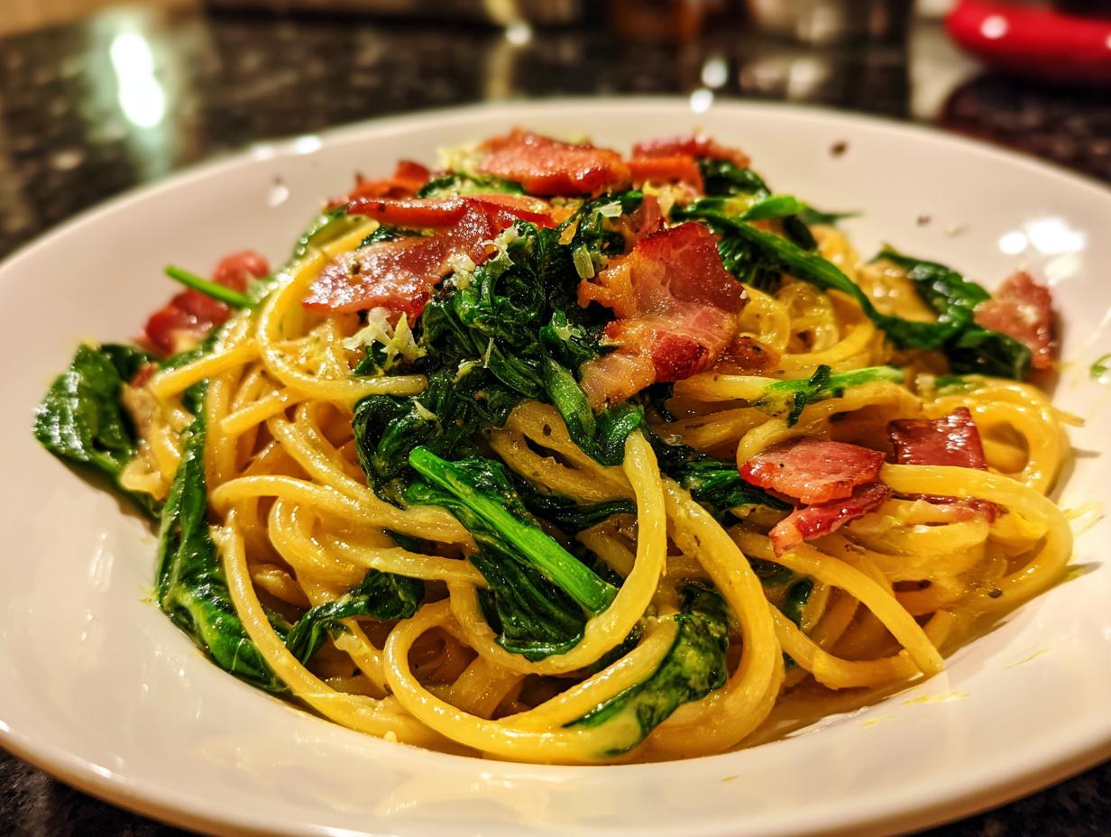 Creamy Spring Greens Carbonara Recipe – Just 25 Minutes! 6 Spring Greens Carbonara