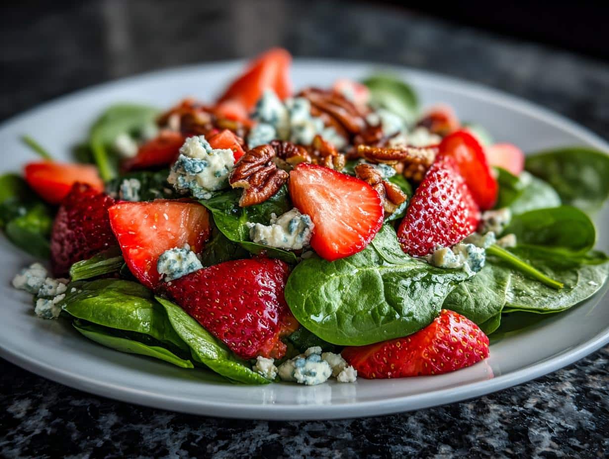 Strawberry Spinach Salad with Blue Cheese