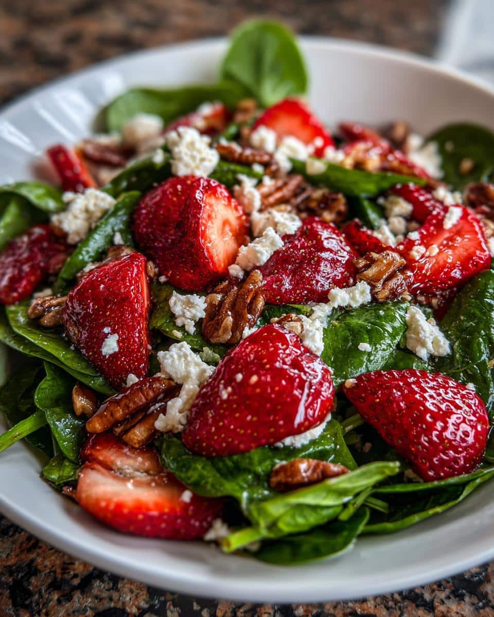 Strawberry Spinach Salad with Feta and Pecans - detail 1
