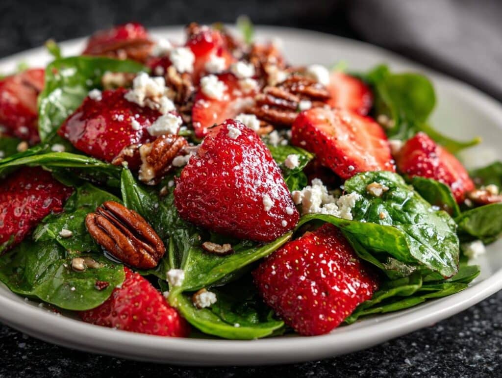 Strawberry Spinach Salad with Feta and Pecans