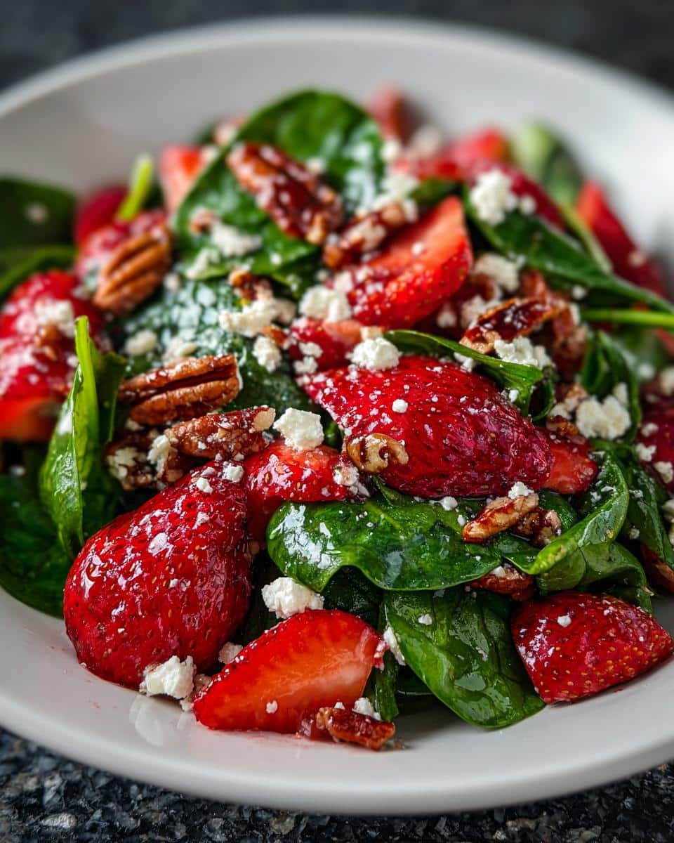 Strawberry Spinach Salad with Feta and Pecans - detail 2