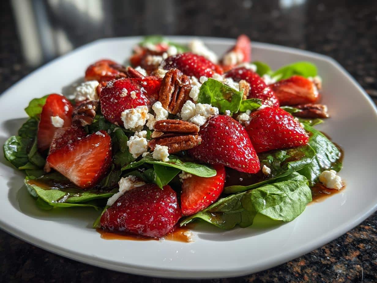 Strawberry Spinach Salad with Feta and Pecans - detail 3