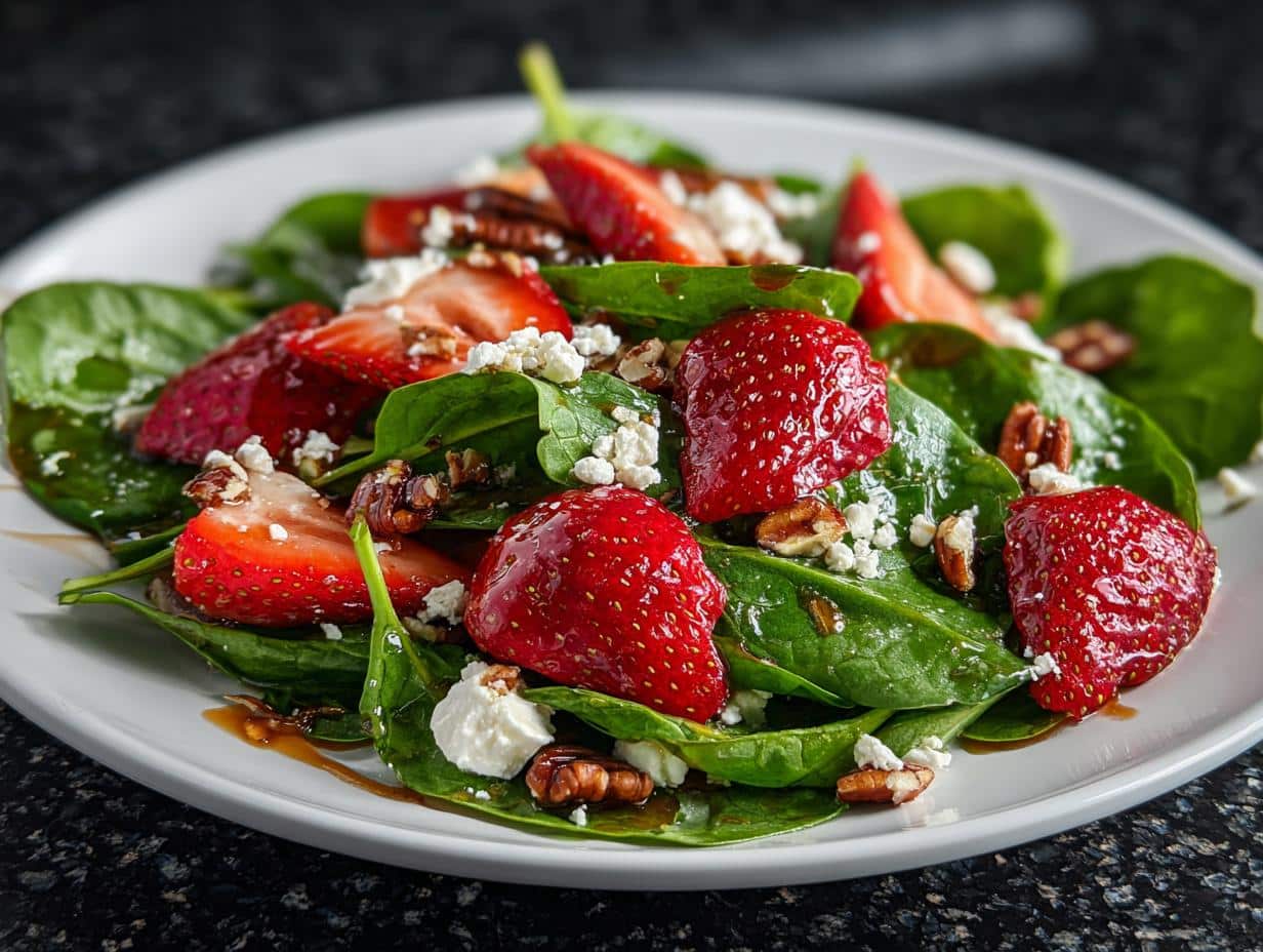 Strawberry Spinach Salad with Feta and Pecans - detail 4