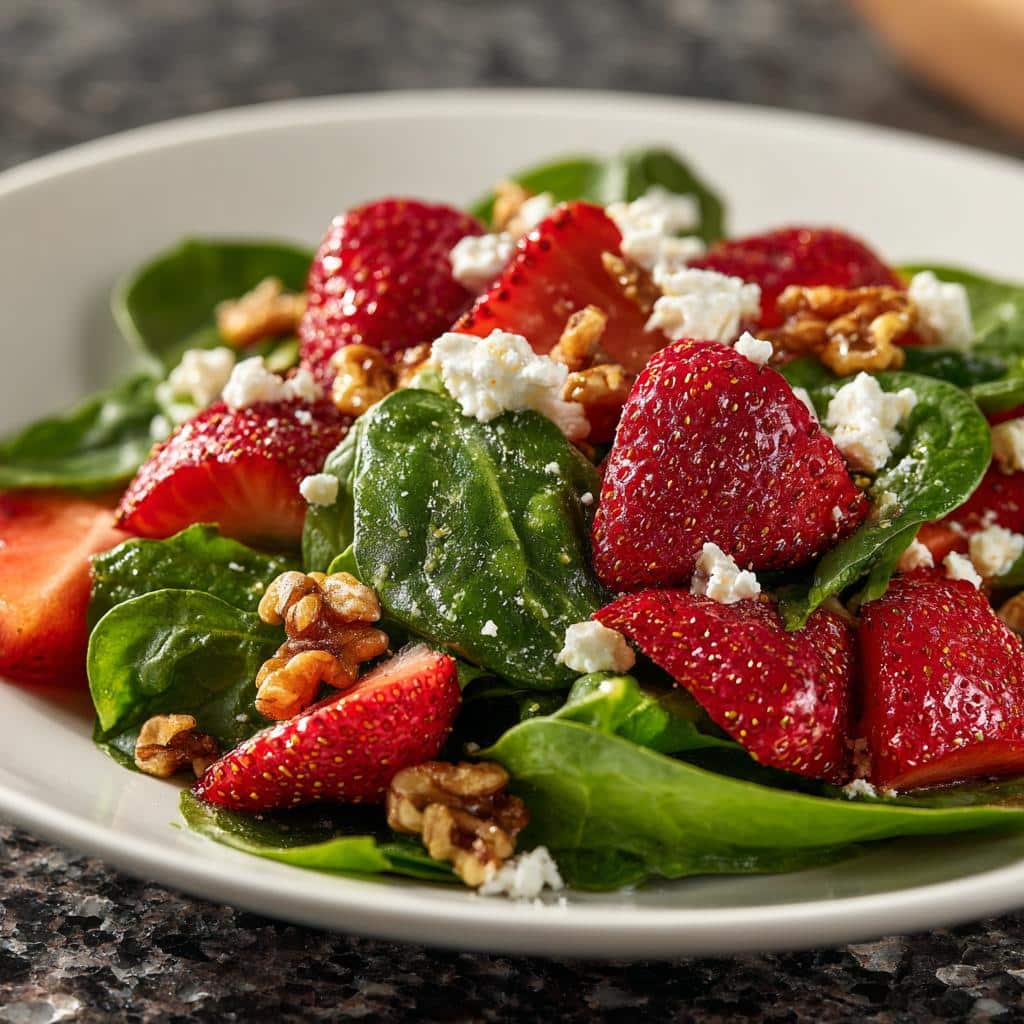 Strawberry Spinach Salad with Goat Cheese