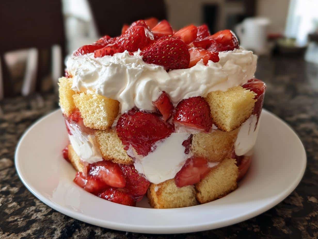 Strawberry shortcake trifle