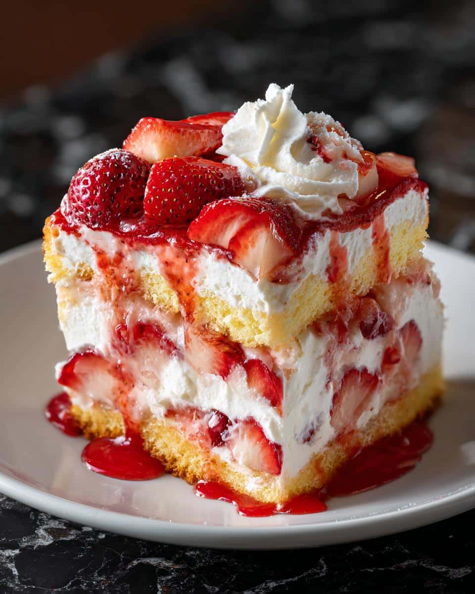 Strawberry shortcake with pound cake - detail 1
