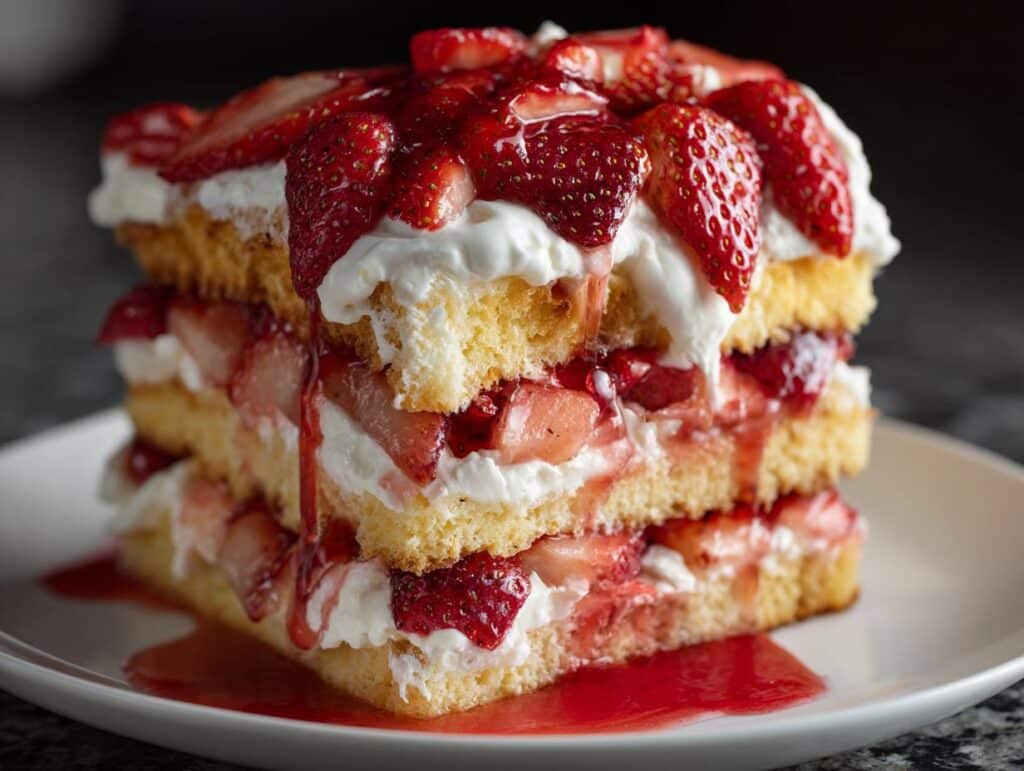 Strawberry shortcake with pound cake