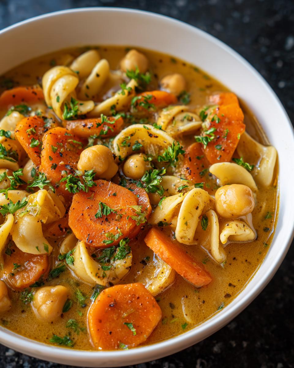 Vegan Chickpea Noodle Soup - detail 1