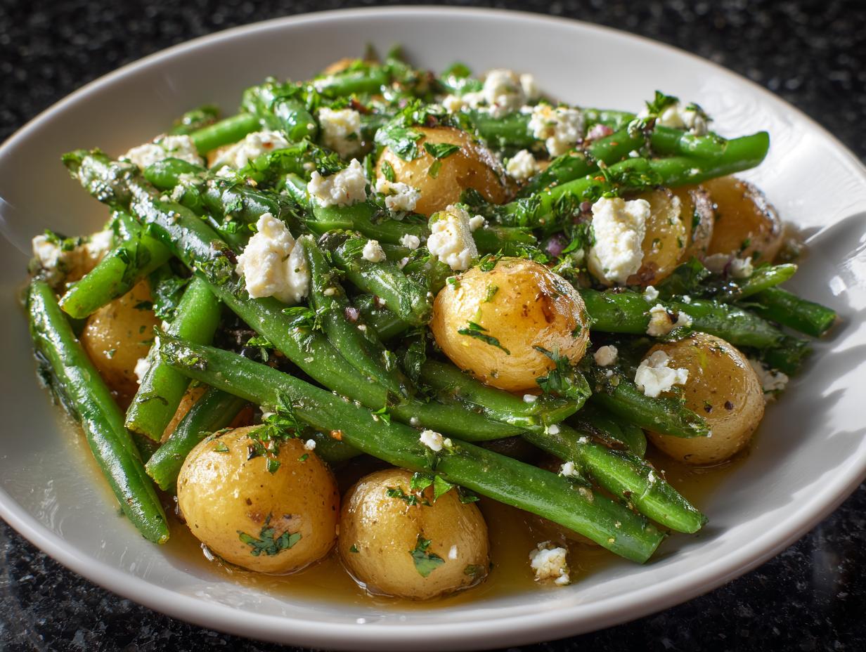 Warm Green Bean Salad with Potatoes and Feta