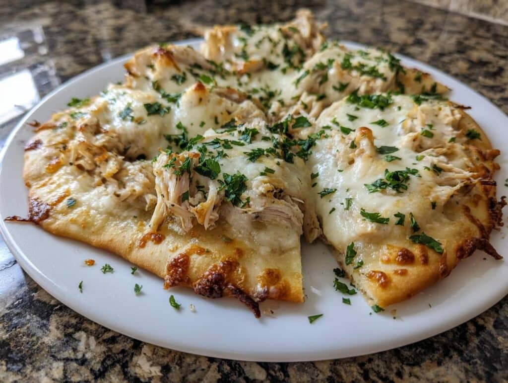 Chicken Alfredo flatbread