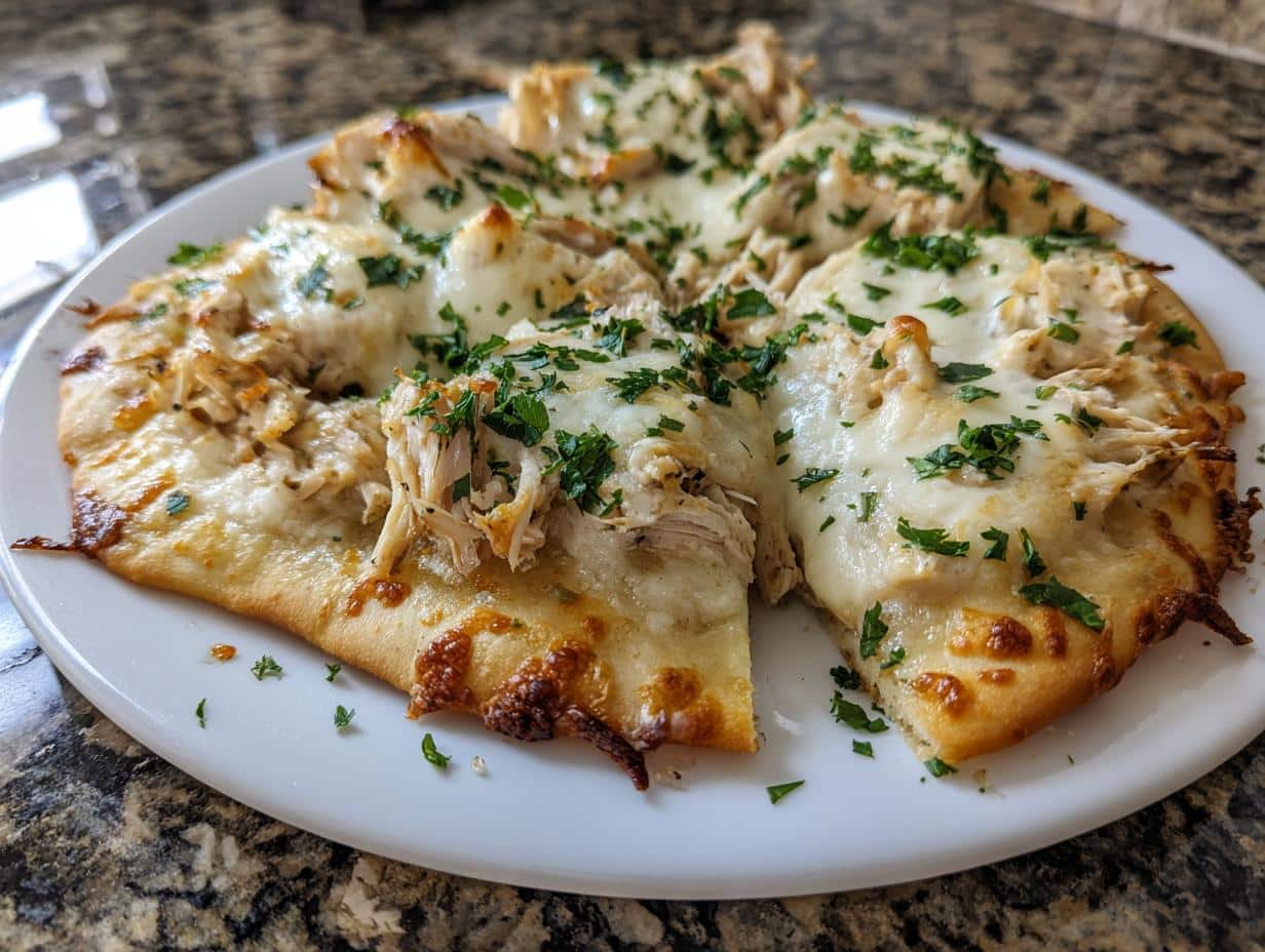 Chicken Alfredo flatbread