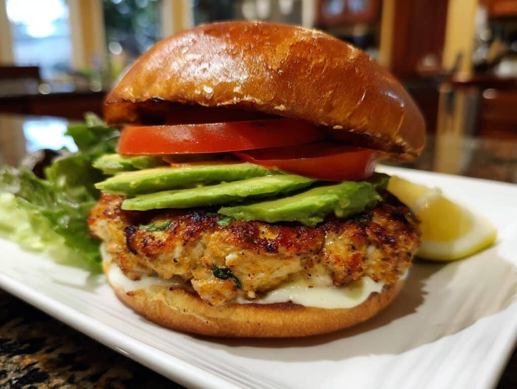 Chicken avocado burger