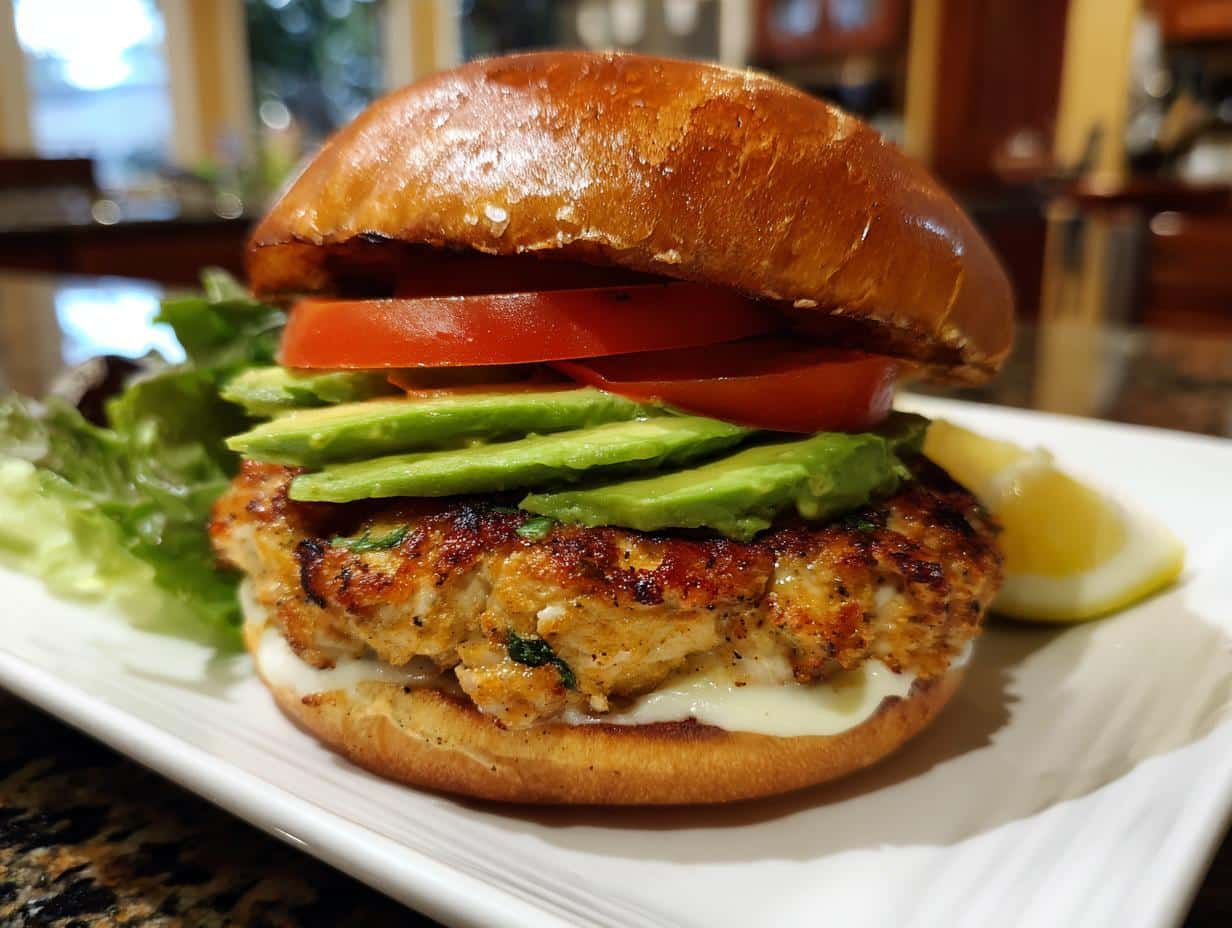 Chicken avocado burger