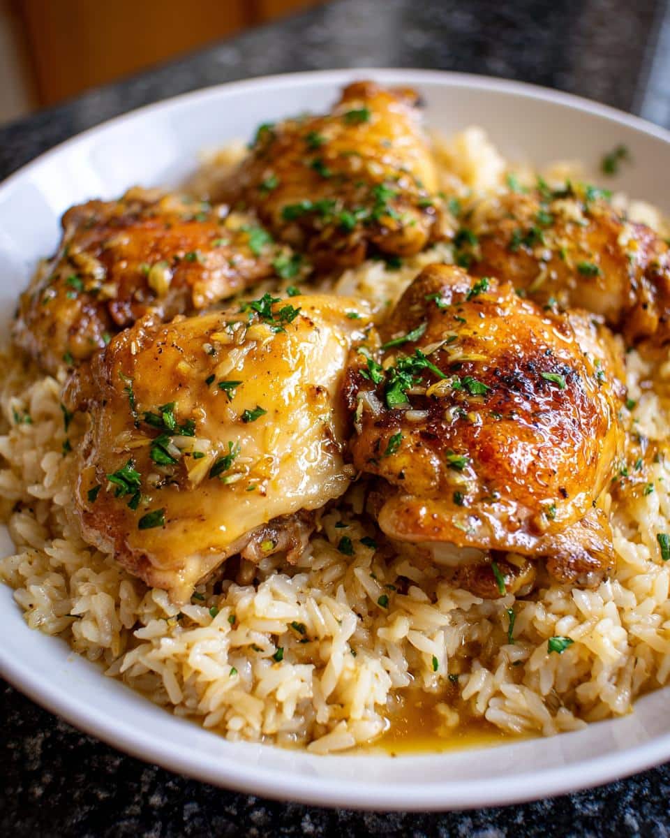 Garlic butter chicken and rice - detail 1
