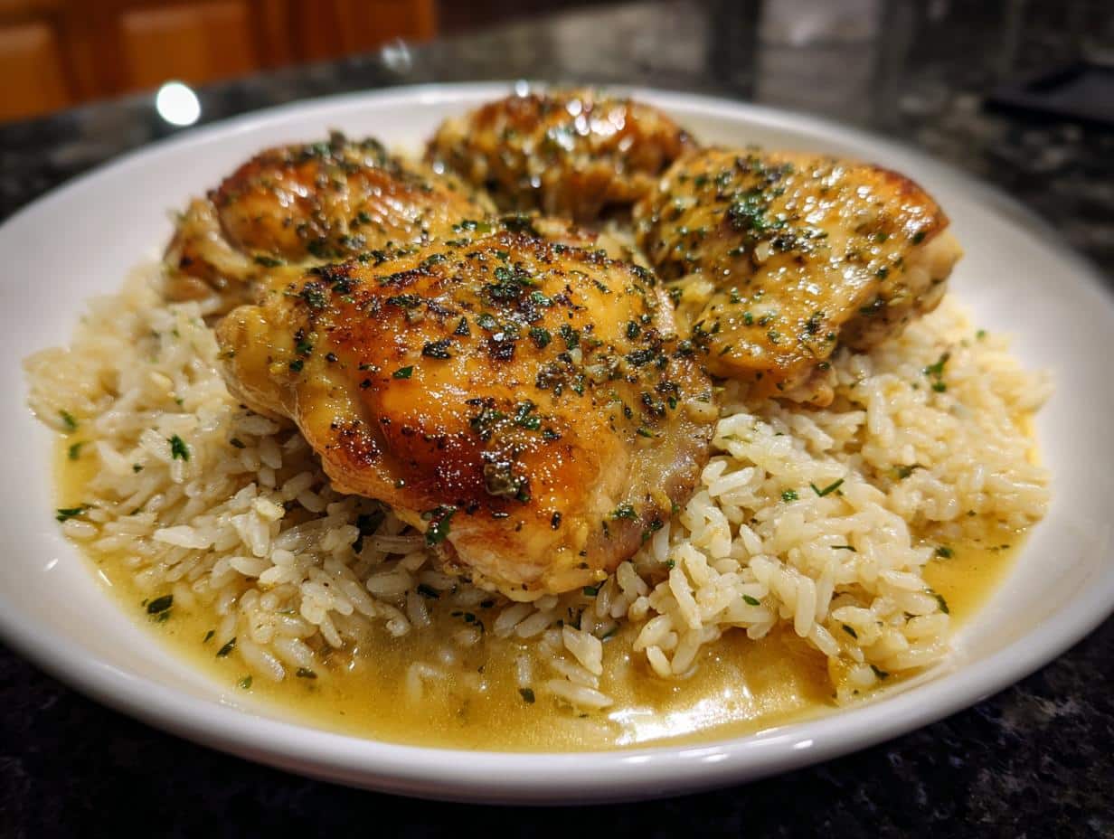 Garlic butter chicken and rice
