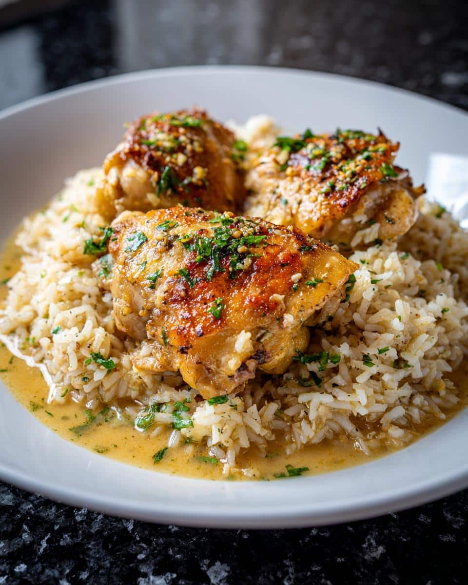 Garlic butter chicken and rice - detail 2