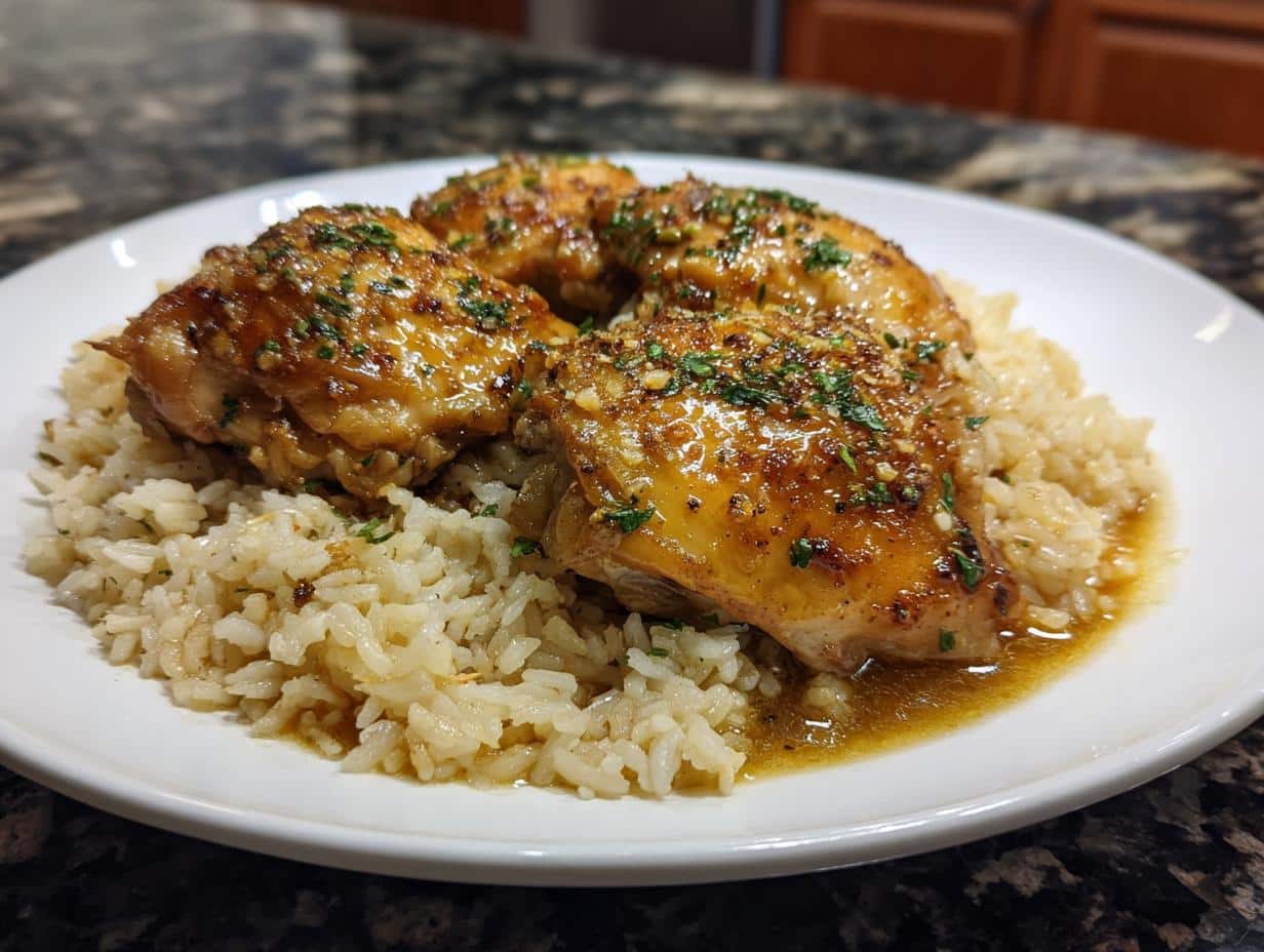 Garlic butter chicken and rice - detail 3