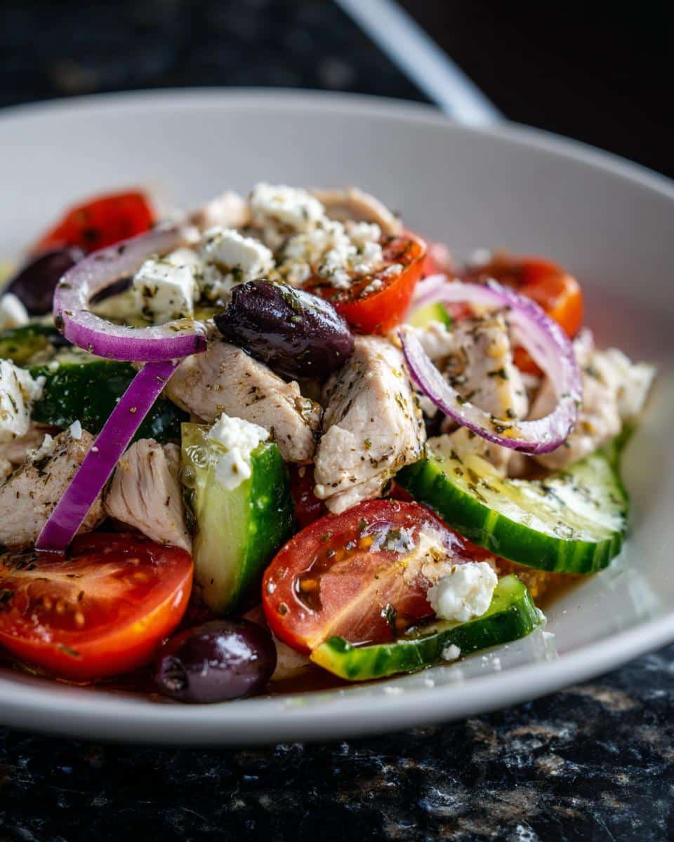 Greek salad with chicken - detail 1