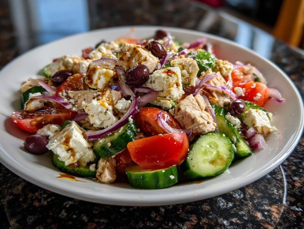 Greek salad with chicken