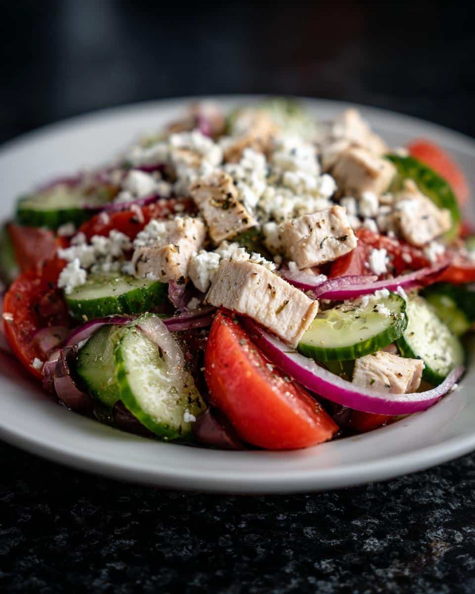 Greek salad with chicken - detail 2