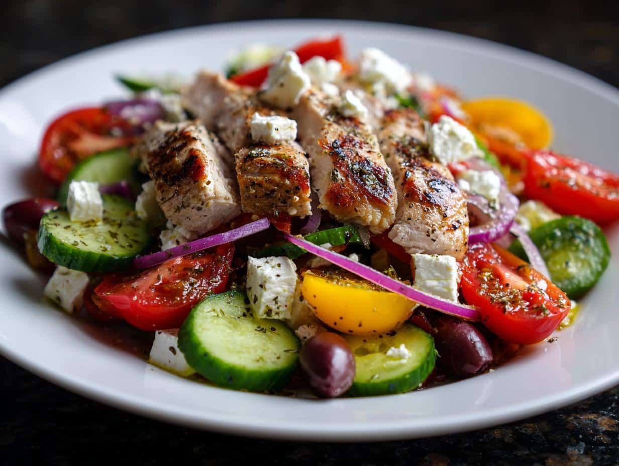 Greek salad with chicken - detail 3