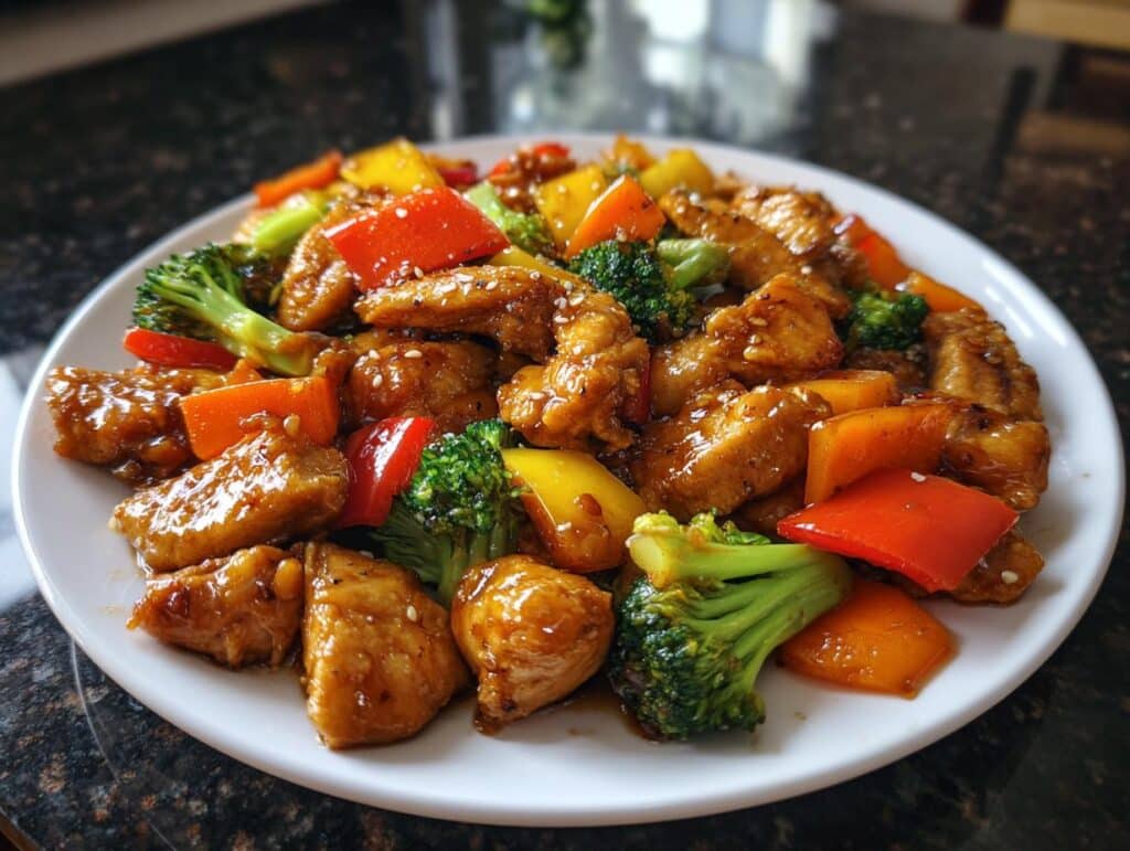 Honey garlic chicken stir fry