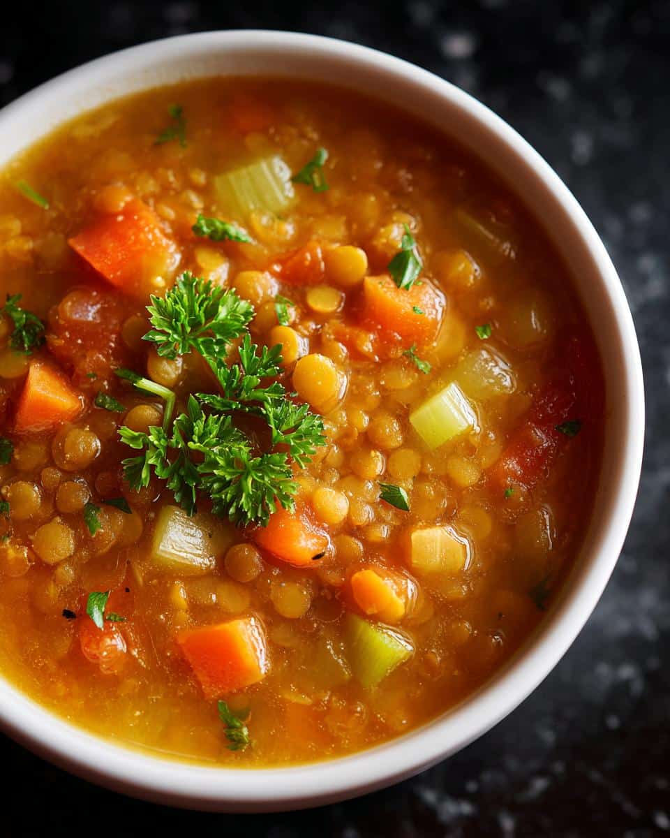 Lentil vegetable soup - detail 1