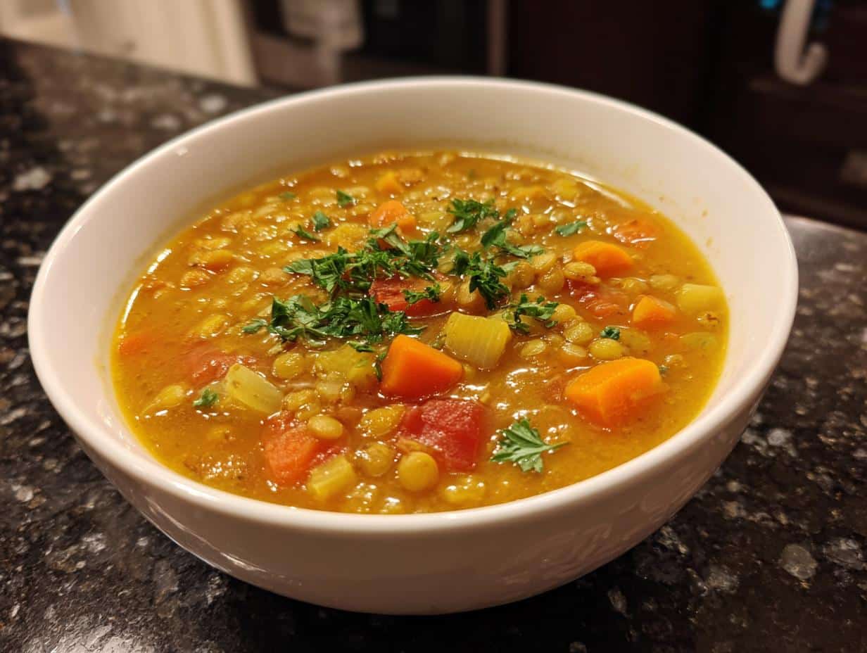 Lentil vegetable soup - detail 3