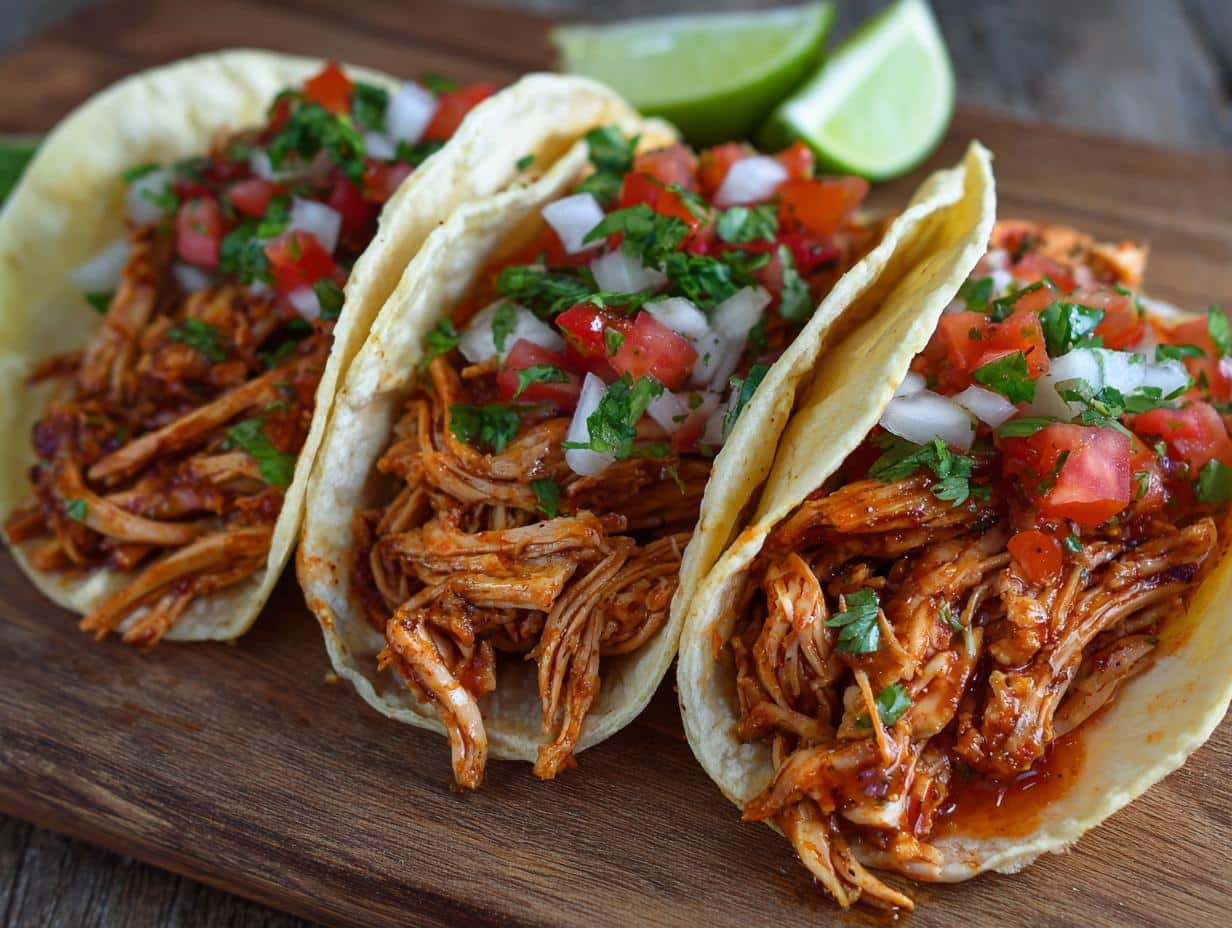Shredded chicken tacos - detail 1