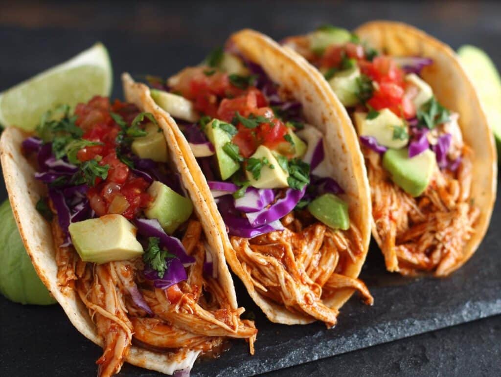 Shredded chicken tacos
