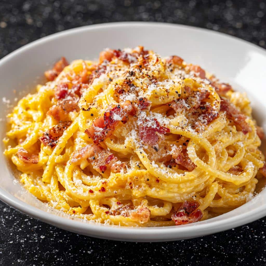 Spaghetti carbonara - detail 1