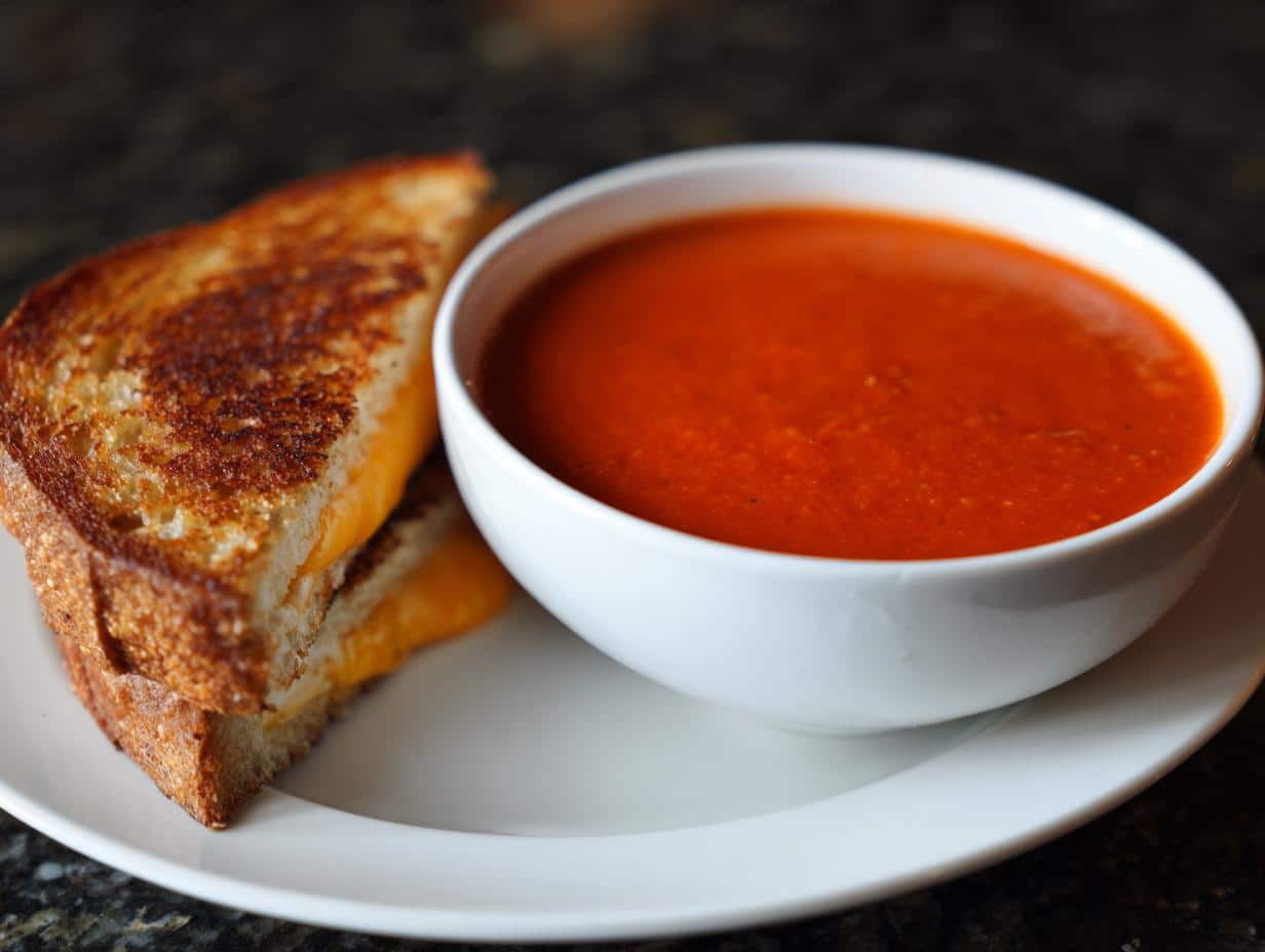 Tomato soup with grilled cheese - detail 1