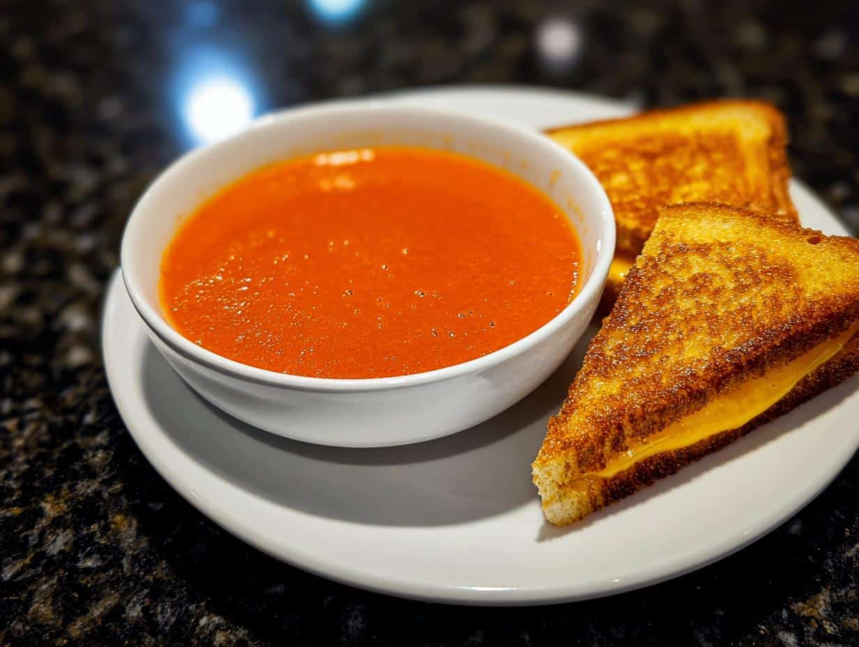 Tomato soup with grilled cheese