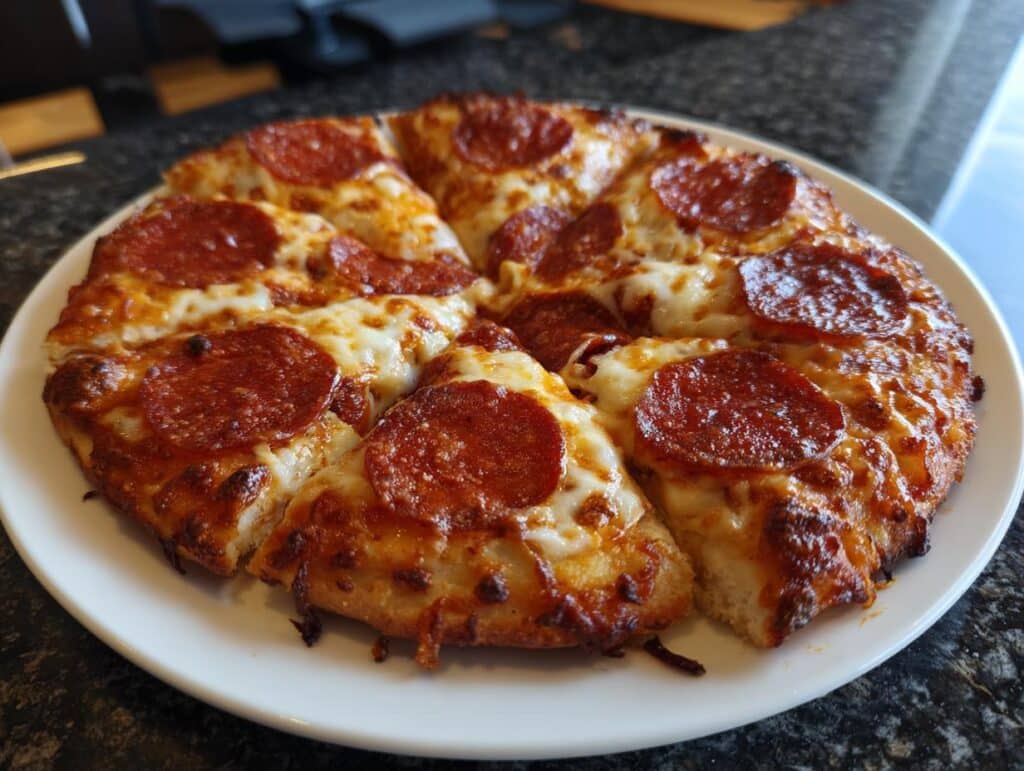 Turkey pepperoni pizza